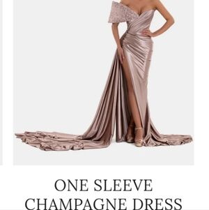 Elegant One-Shoulder Champagne Dress